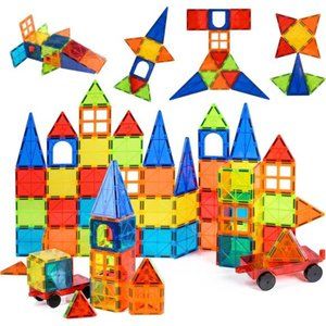Magnetic Tiles & Car Set, STEM Educational Magnet Building Blocks Top  For Kids